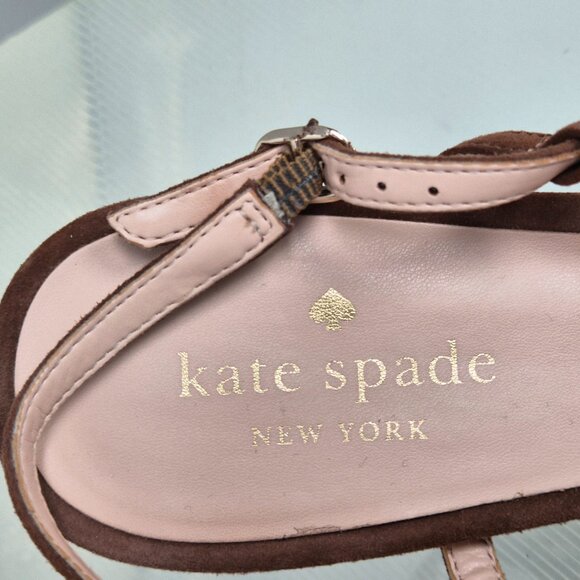 Kate Spade brown suede pointed toe low heel sandals with bow detail size 9B EUC - Picture 5 of 12